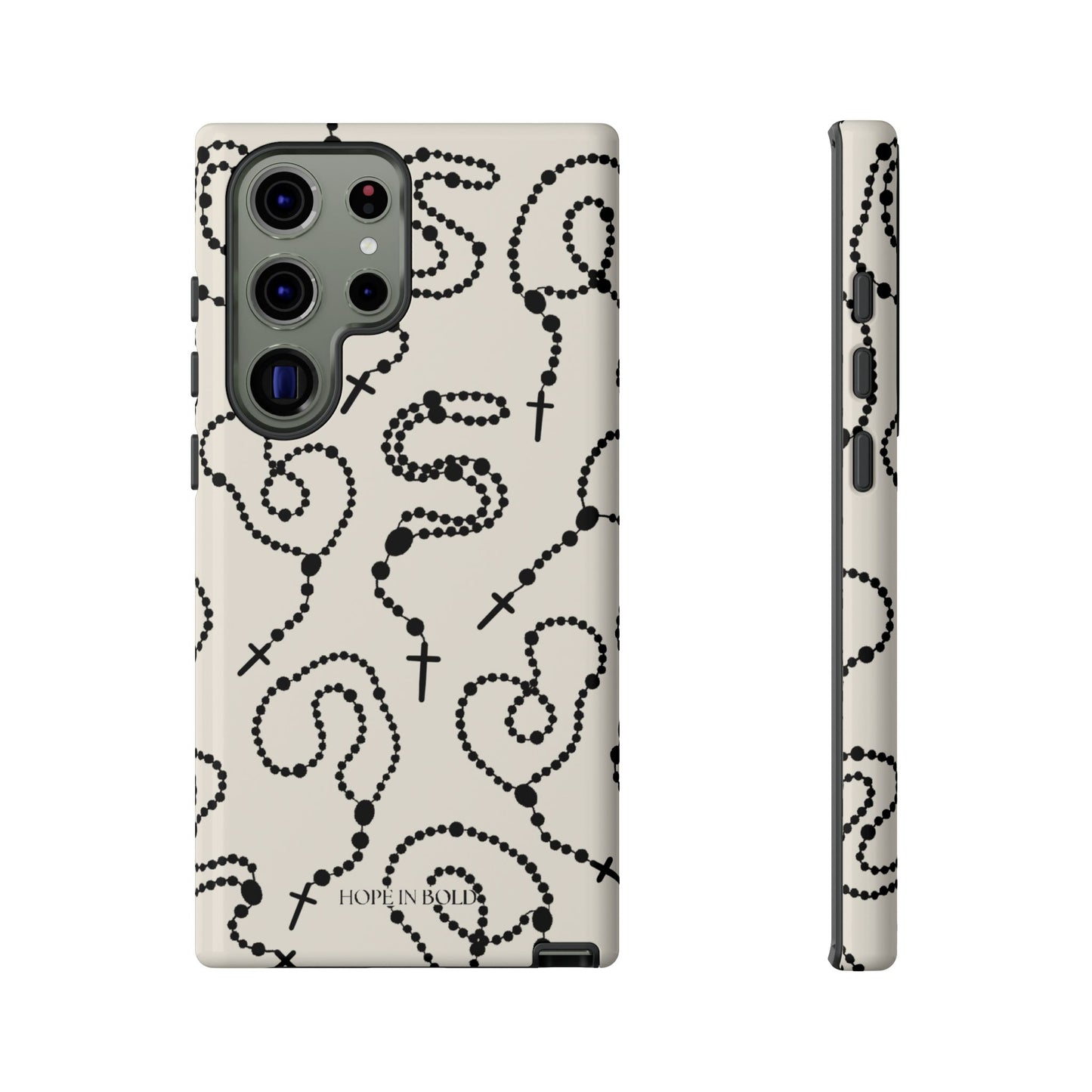 Rosary Phone Case in Ecru/Black