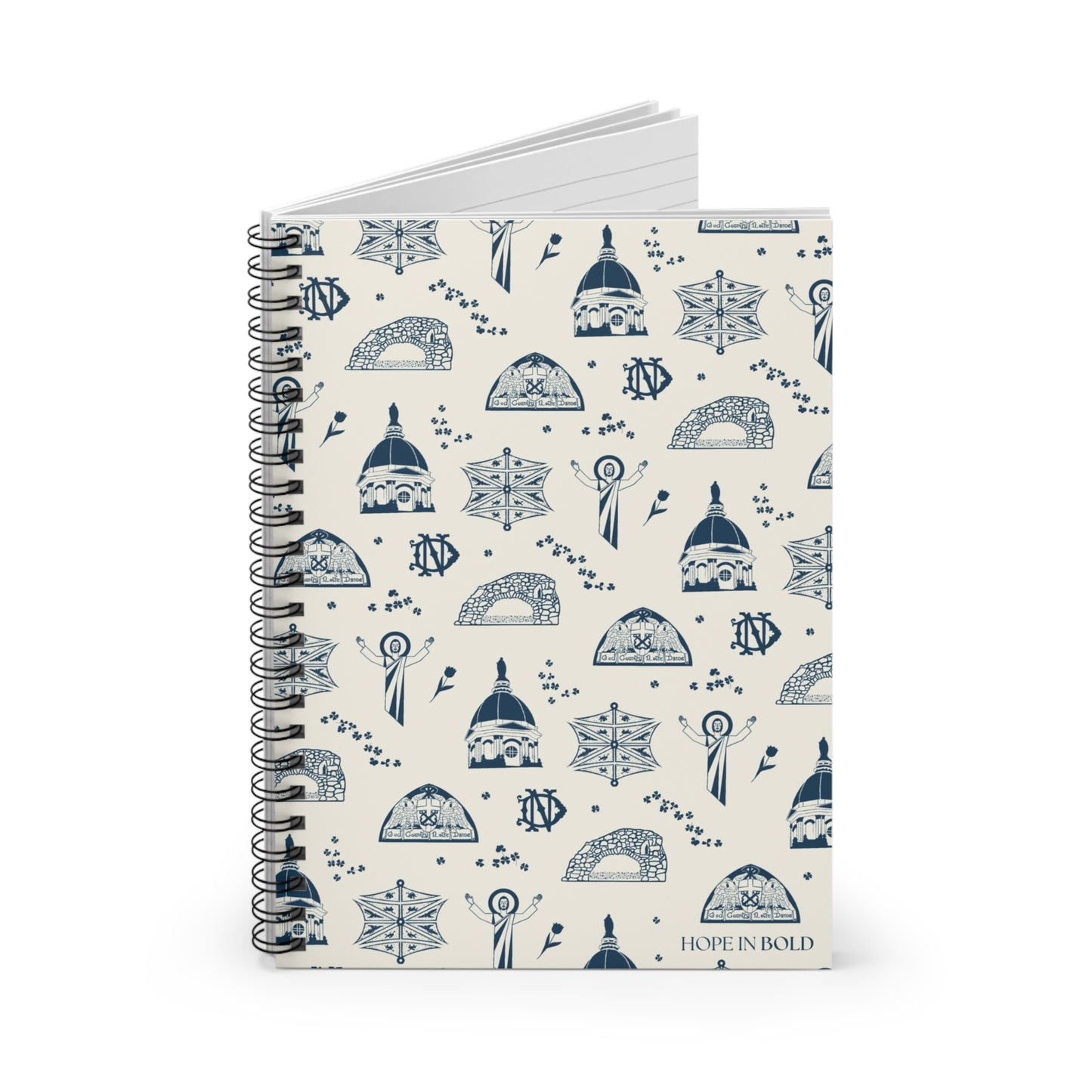 South Bend Toile Spiral Notebook in Ecru/Navy