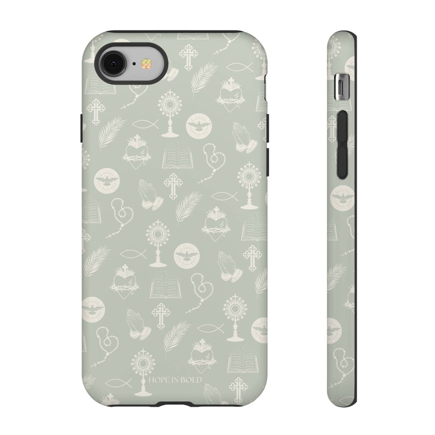 Catholic Toile Phone Case in Sage/Ecru