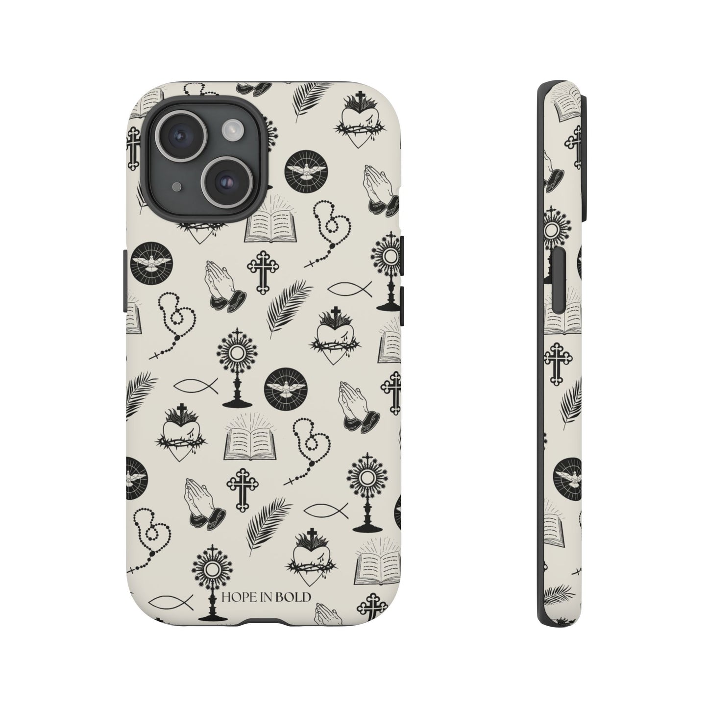 Catholic Toile Phone Case in Ecru/Black