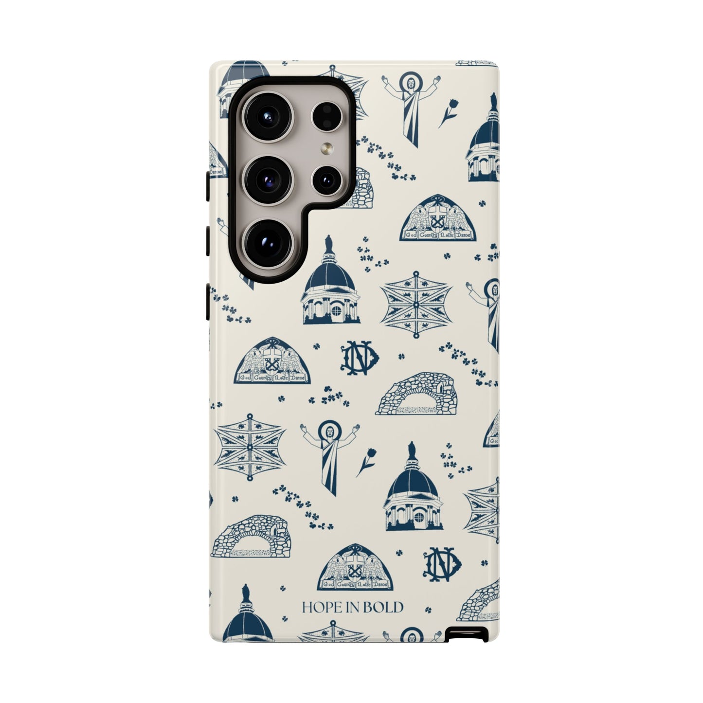 South Bend Toile Phone Case in Ecru/Navy