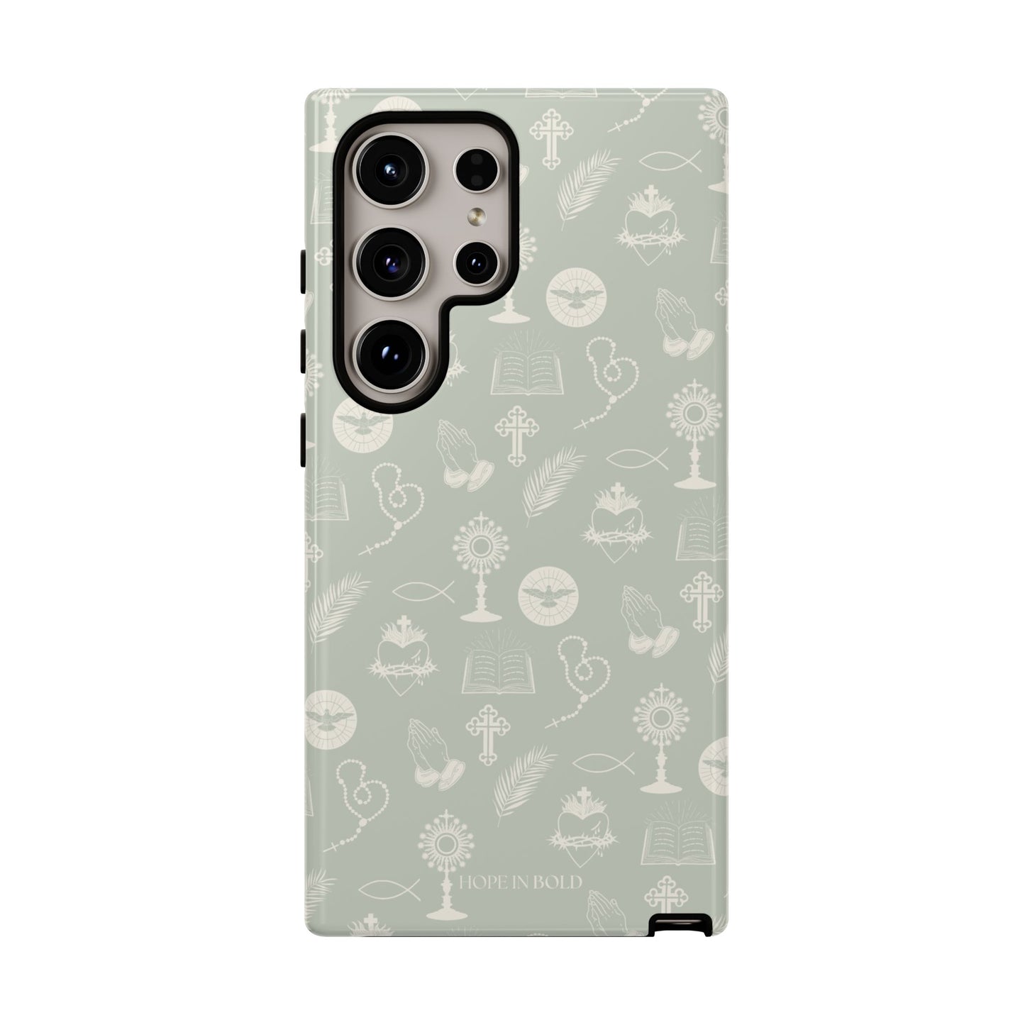 Catholic Toile Phone Case in Sage/Ecru