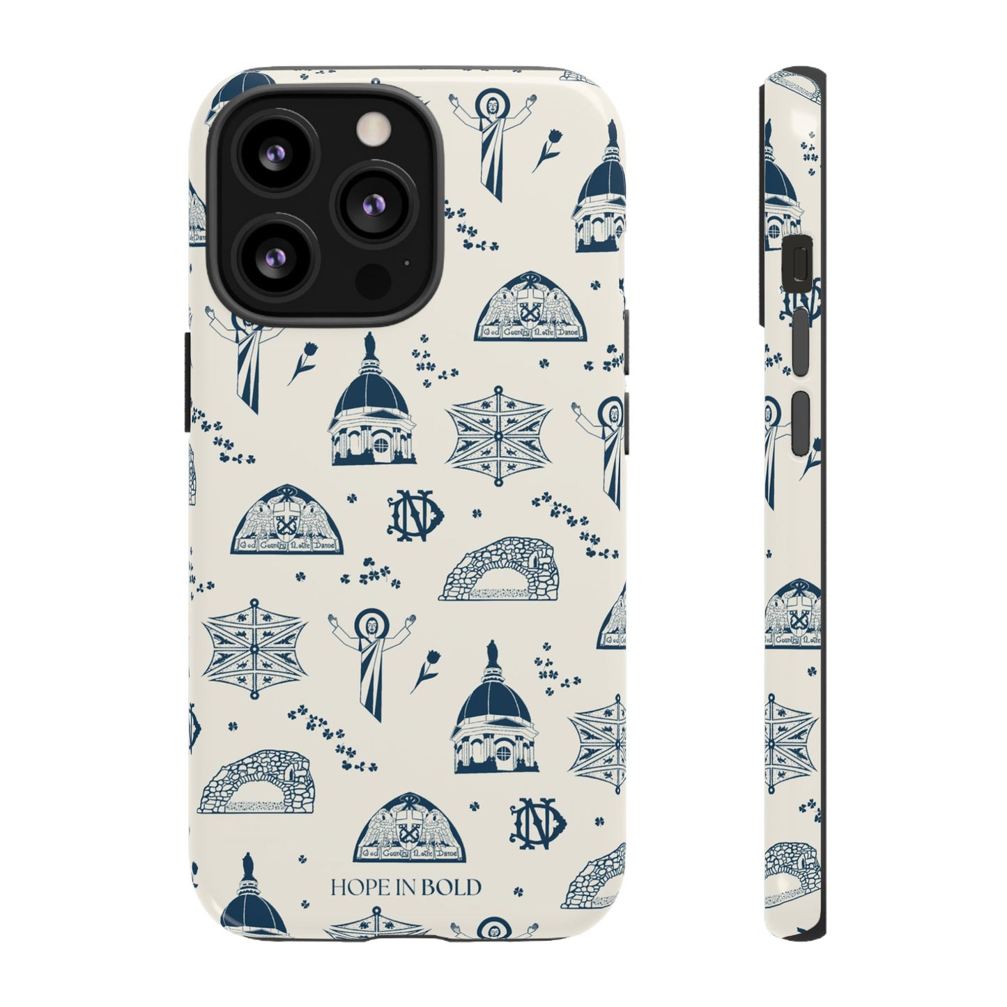 South Bend Toile Phone Case in Ecru/Navy