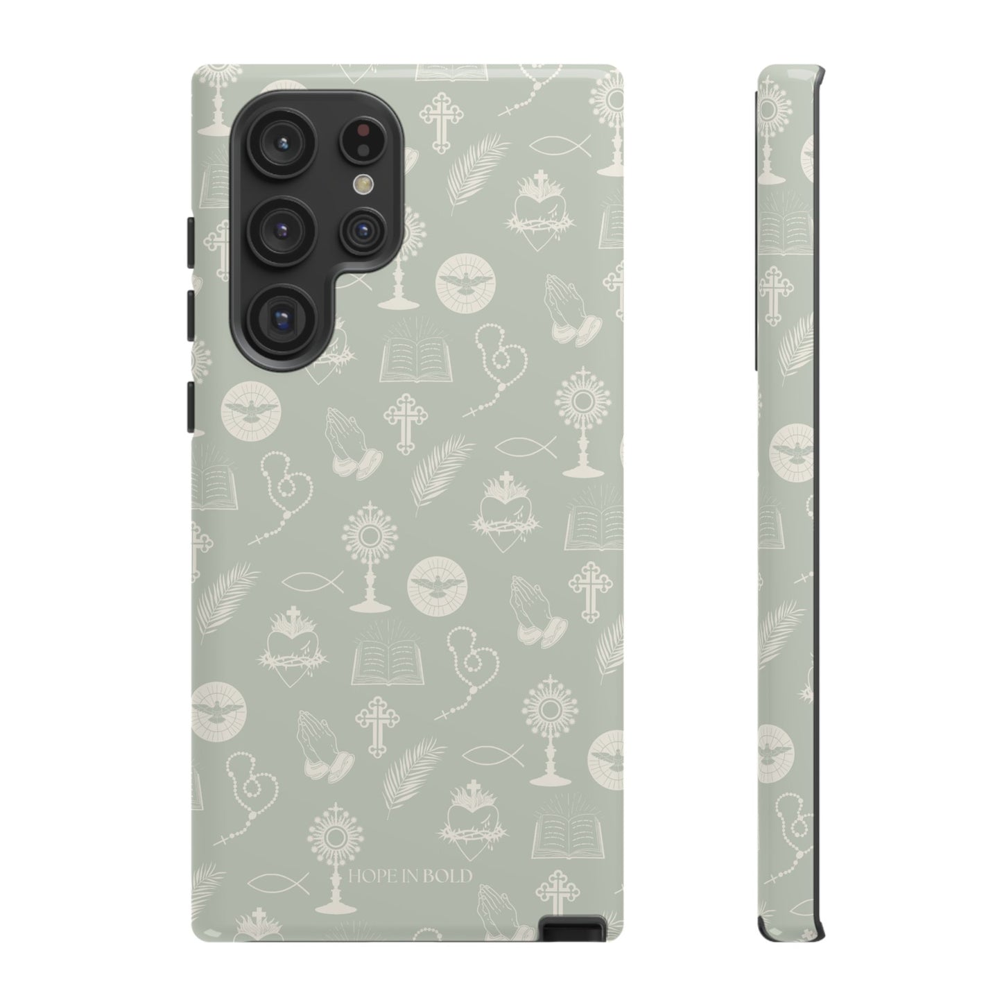 Catholic Toile Phone Case in Sage/Ecru