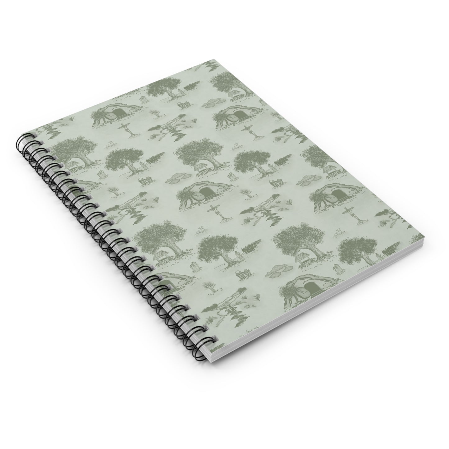 Jesus Toile Spiral Notebook in Sage