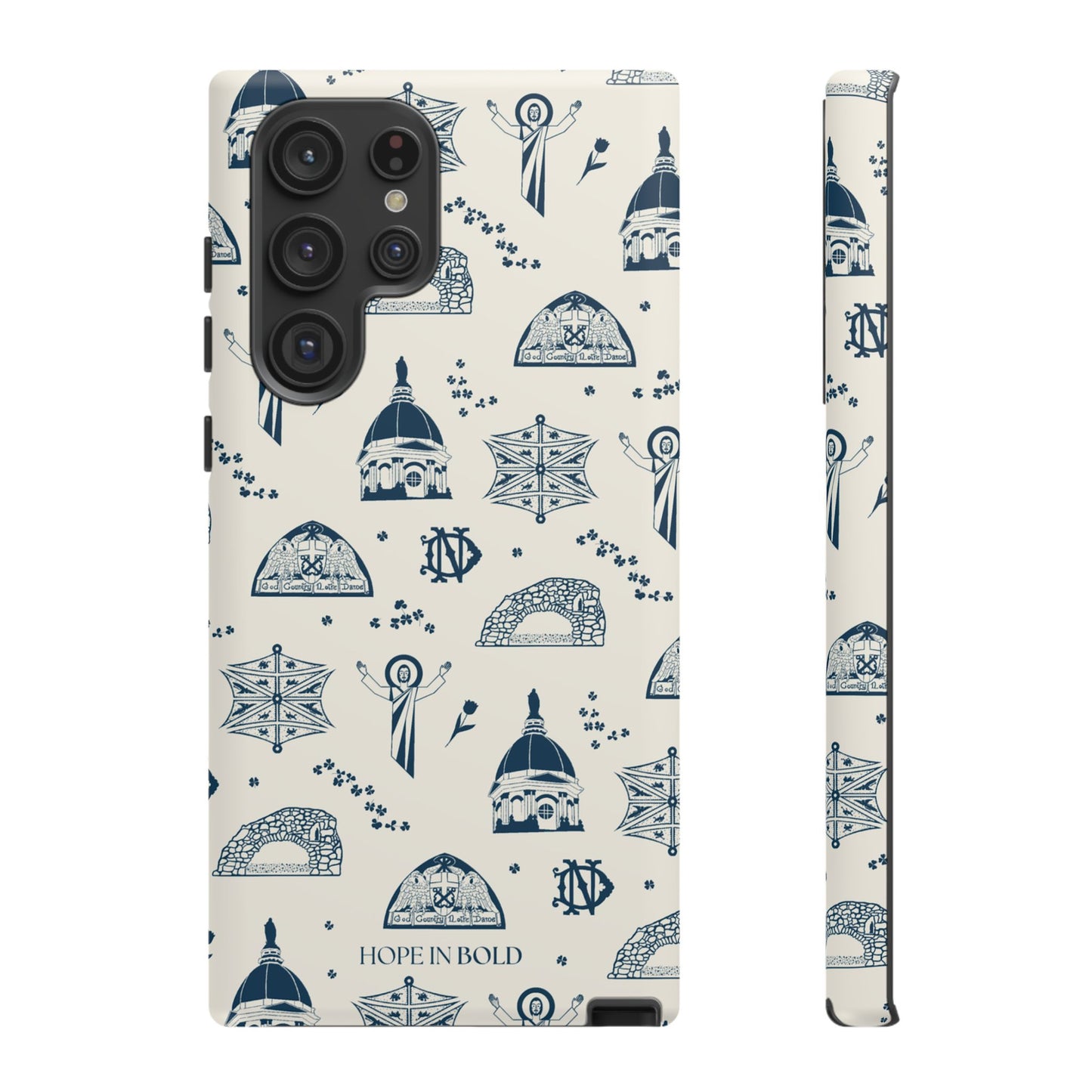 South Bend Toile Phone Case in Ecru/Navy