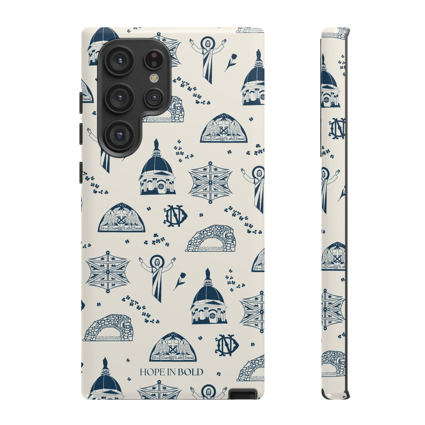 South Bend Toile Phone Case in Ecru/Navy